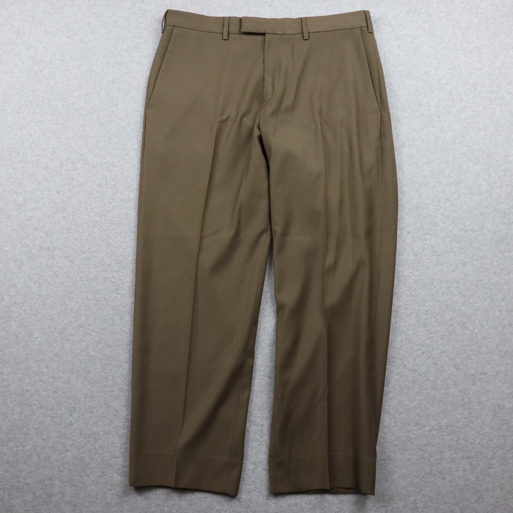 Kenneth Cole Reaction Pants Mens 34x28 Dress Slacks Suit Formal Flat Front Brown